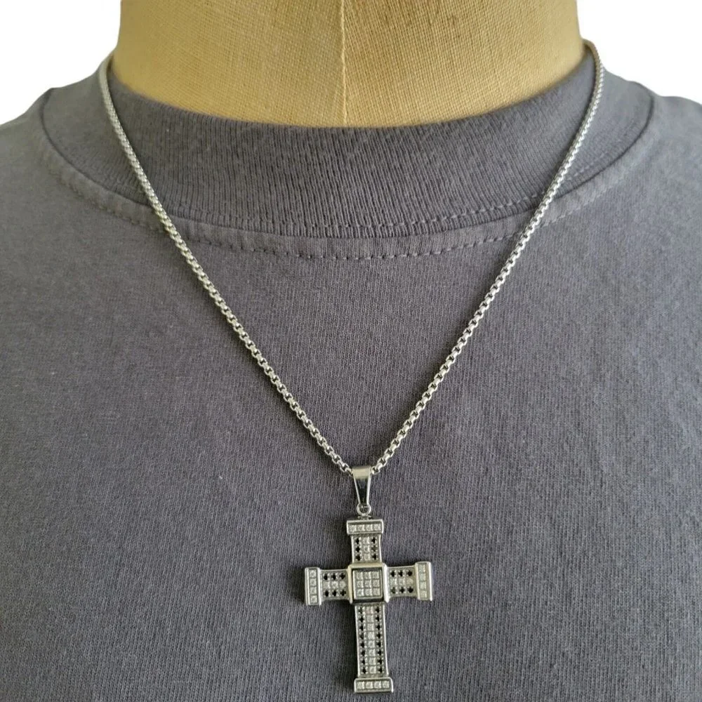 Simone Smith LEGACY Crystal Cross Pendant Stainless Silver ****PENDENT ONLY**
